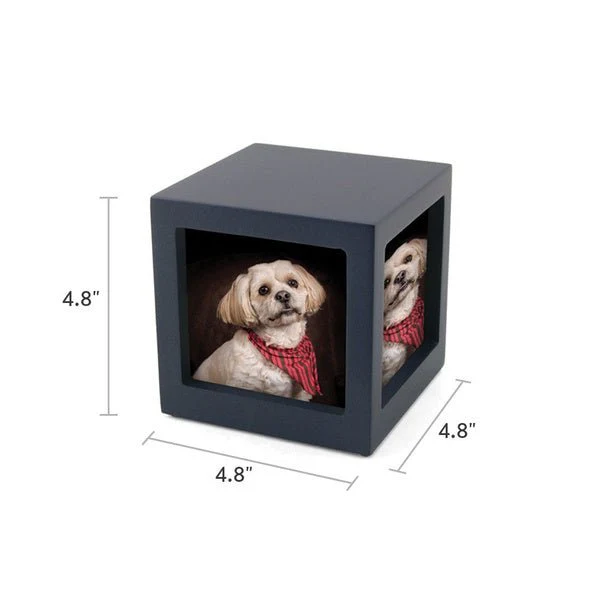 Navy Photo Cube Medium Pet Cremation Urn - Image 5