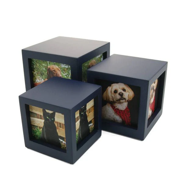 Navy Photo Cube Medium Pet Cremation Urn - Image 7