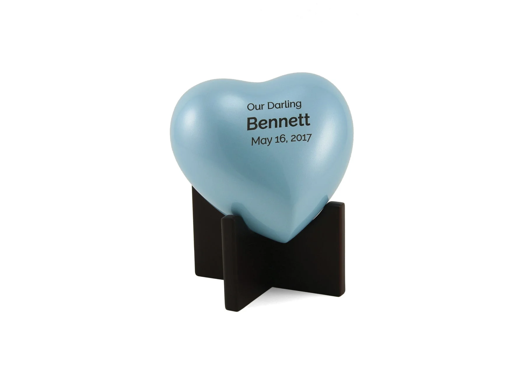 Pearl Blue Glossy Heart Small Cremation Urn - Image 11