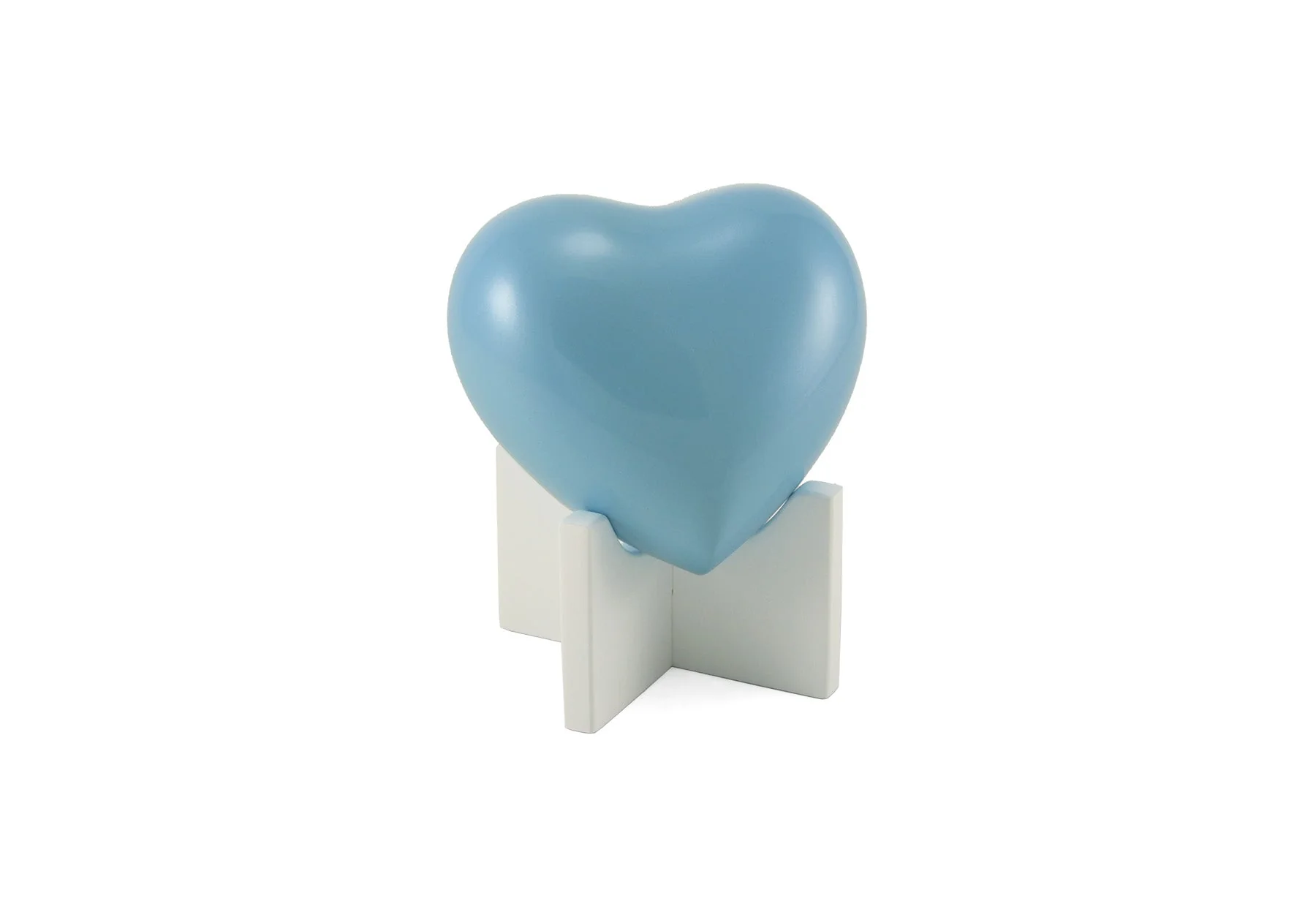 Pearl Blue Glossy Heart Small Cremation Urn - Image 4