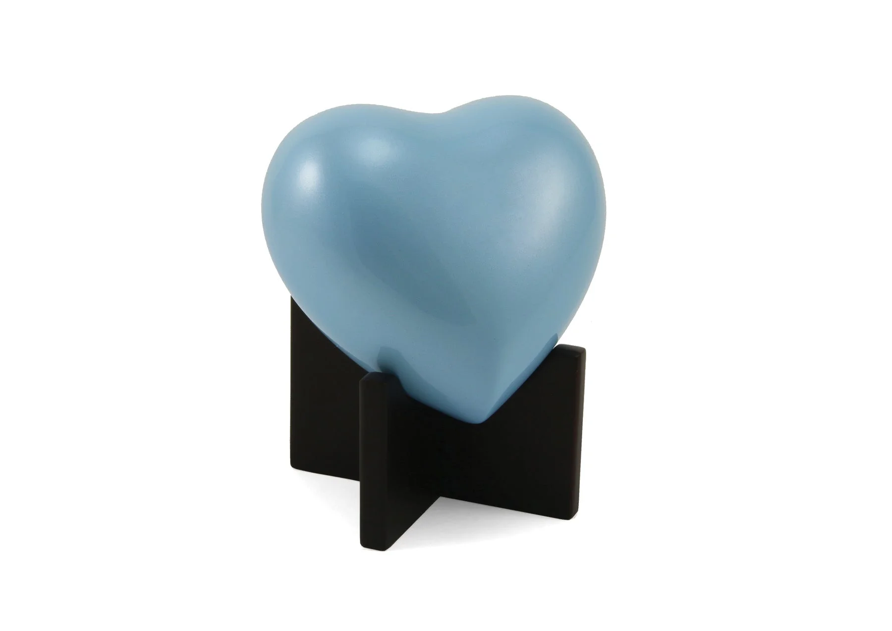 Pearl Blue Glossy Heart Small Cremation Urn - Image 5