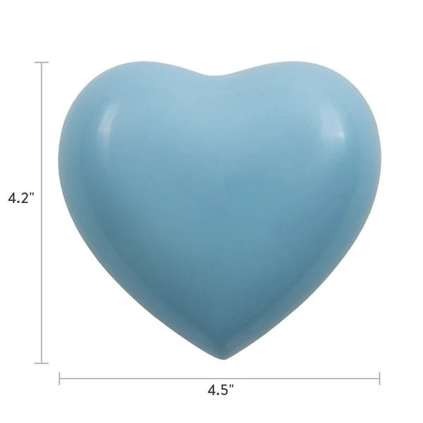 Pearl Blue Glossy Heart Small Cremation Urn - Image 8