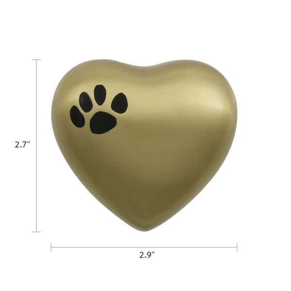 Brass Heart Keepsake Pet Urn with Classic Paw Print - Image 3