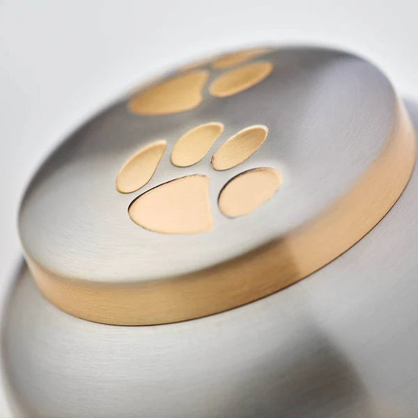 Pewter Two Bronze Paw Prints Large Pet Cremation Urn - Image 3