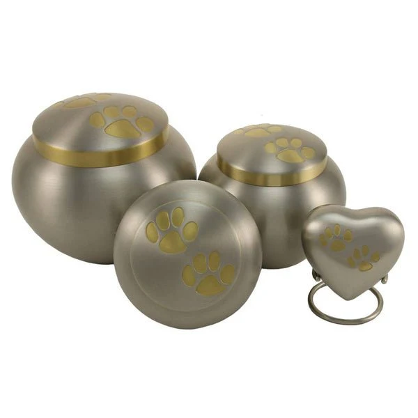Pewter Two Bronze Paw Prints Large Pet Cremation Urn - Image 6
