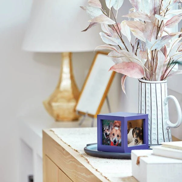 Purple Photo Cube Large Pet Cremation Urn - Image 3
