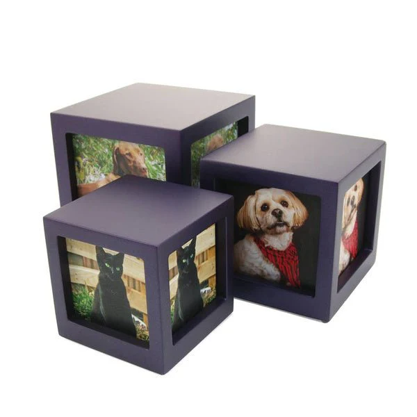 Purple Photo Cube Medium Pet Cremation Urn - Image 7