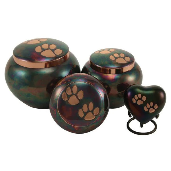 Raku Heart Two Paw Prints Pet Keepsake Urn - Image 4