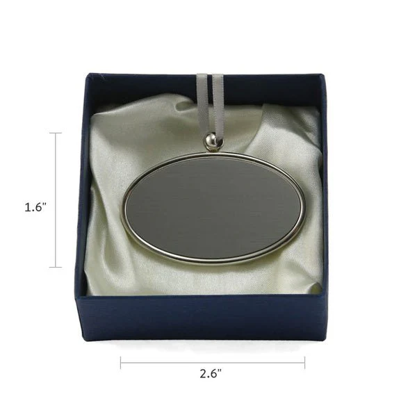 Silvertone Alloy Oval Memorial Pendant with Glossy Edge - Image 3