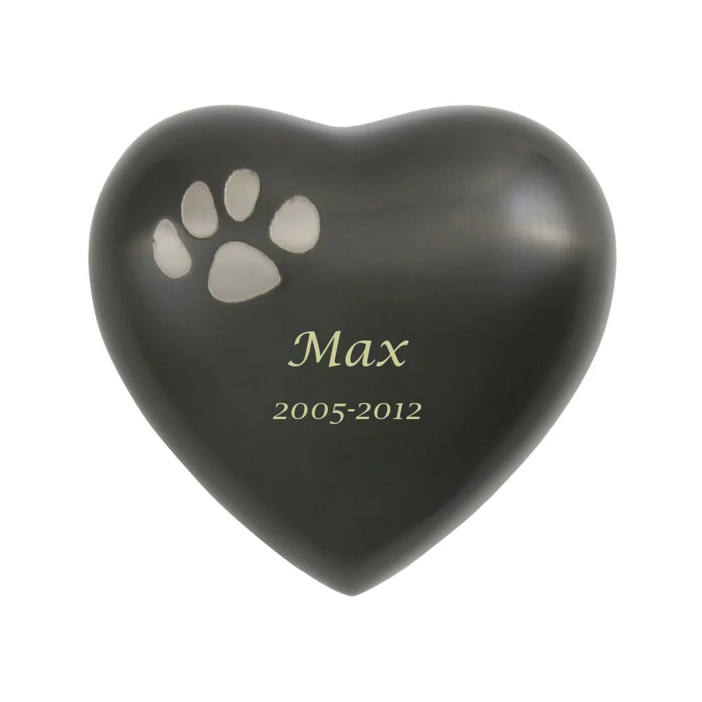 Slate Brass Heart Keepsake Pet Urn with Classic Paw Print - Image 3