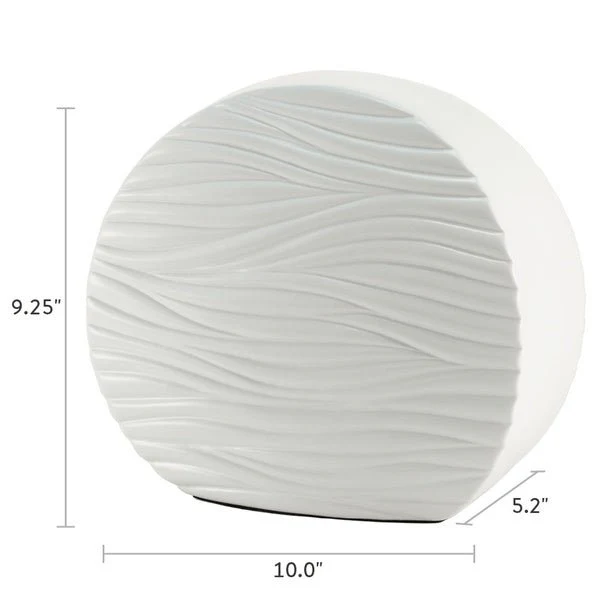 Soft Waves Textured Glossy White Ceramic Adult Cremation Urn - Image 3