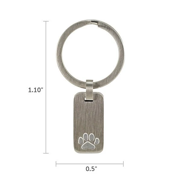 Stainless Steel Pewter Keychain with Paw Print - Image 4