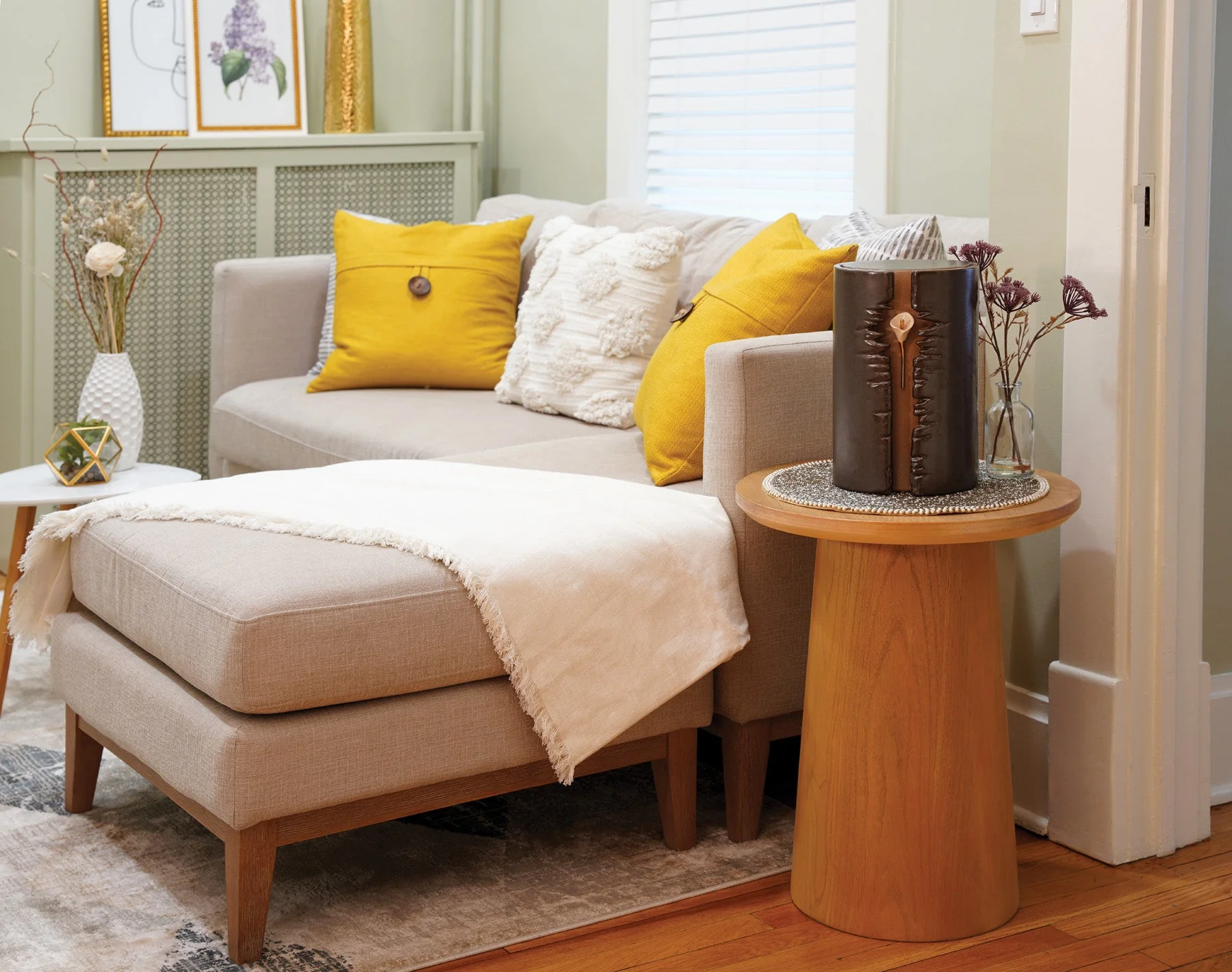 Taupe Lily Column Lighted Ceramic Adult Cremation Urn - Image 3