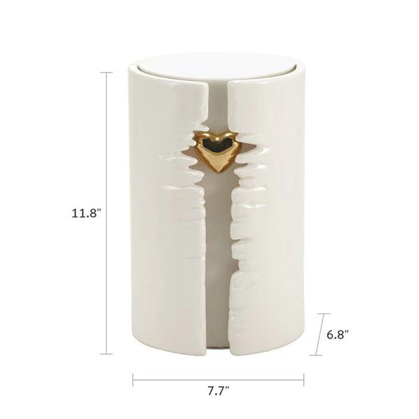 White Heart Column Lighted Ceramic Adult Cremation Urn - Image 4